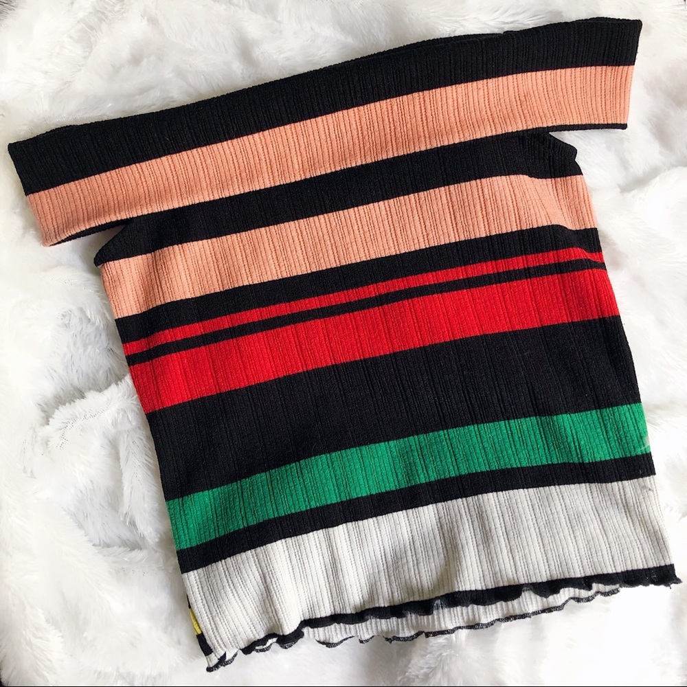 Striped off the shoulder top